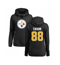 Football Women's Pittsburgh Steelers #88 Lynn Swann Black Name & Number Logo Pullover Hoodie