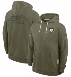 Men's Pittsburgh Steelers Olive 2025 Salute to Service Pullover Hoodie