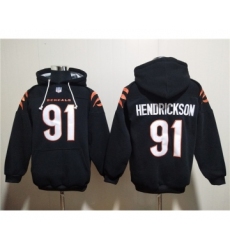 Men's Cincinnati Bengals #91 Trey Hendrickson Black Pullover Hoodie