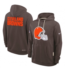Men's Cleveland Browns Brown Sideline Standard Issue Initial Home Dri-FIT Pullover Hoodie