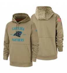 Men's Carolina Panthers 2019 Salute to Service Tan Sideline Therma Pullover Hoodie