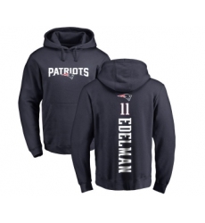 Football New England Patriots #11 Julian Edelman Navy Blue Backer Pullover Hoodie