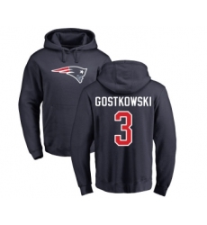 Football New England Patriots #3 Stephen Gostkowski Navy Blue Name & Number Logo Pullover Hoodie
