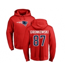 Football New England Patriots #87 Rob Gronkowski Red Name & Number Logo Pullover Hoodie
