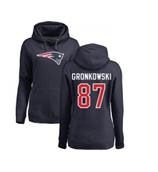 Football Women's New England Patriots #87 Rob Gronkowski Navy Blue Name & Number Logo Pullover Hoodie