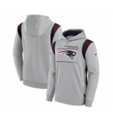 Men's New England Patriots 2021 Gray Sideline Logo Performance Pullover Hoodie