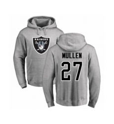 Football Oakland Raiders #27 Trayvon Mullen Ash Name & Number Logo Pullover Hoodie
