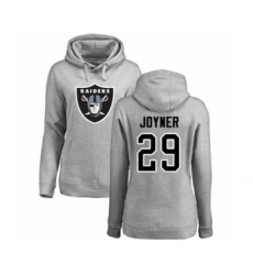 Football Women's Oakland Raiders #29 Lamarcus Joyner Ash Name & Number Logo Pullover Hoodie