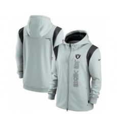Men's Las Vegas Raiders 2021 Gray Sideline Team Performance Full-Zip Hoodie