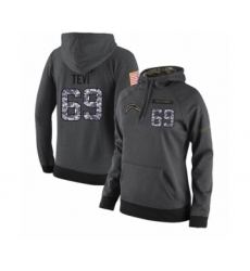 Football Women's Los Angeles Chargers #69 Sam Tevi Stitched Black Anthracite Salute to Service Player Performance Hoodie