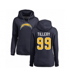 Football Women's Los Angeles Chargers #99 Jerry Tillery Navy Blue Name & Number Logo Pullover Hoodie