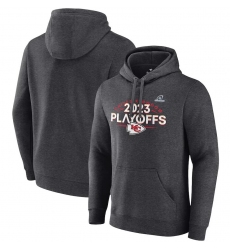 Men's Kansas City Chiefs Heather Charcoal 2023 Playoffs Fleece Pullover Hoodie