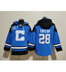 Men's Indianapolis Colts #28 Jonathan Taylor Blue Ageless Must-Have Lace-Up Pullover Hoodie