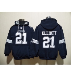 Men's Dallas Cowboys #21 Ezekiel Elliott Navy Ageless Must-Have Lace-Up Pullover Hoodie