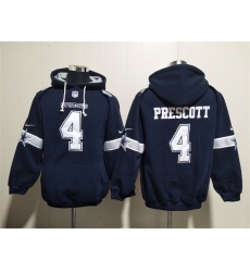 Men's Dallas Cowboys #4 Dak Prescott Navy Ageless Must-Have Lace-Up Pullover Hoodie