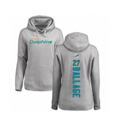 Football Women's Miami Dolphins #27 Kalen Ballage Ash Backer Pullover Hoodie