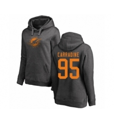 Football Women's Miami Dolphins #95 Tank Carradine Ash One Color Pullover Hoodie