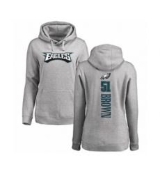 Women's Philadelphia Eagles #51 Zach Brown Ash Backer Pullover Hoodie