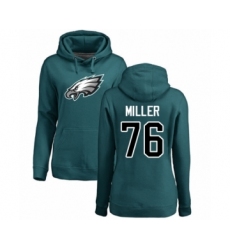 Women's Philadelphia Eagles #76 Shareef Miller Green Name & Number Logo Pullover Hoodie