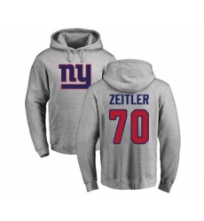 Football New York Giants #70 Kevin Zeitler Ash Name & Number Logo Pullover Hoodie