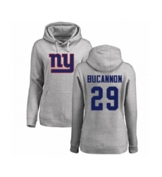 Football Women's New York Giants #29 Deone Bucannon Ash Name & Number Logo Pullover Hoodie