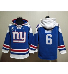 Men's New York Giants #6 Jaxson Dart Blue Ageless Must-Have Lace-Up Pullover Hoodie