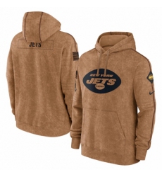 Men's New York Jets Nike Brown 2023 Salute To Service Club Pullover Hoodie