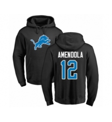 Football Detroit Lions #12 Danny Amendola Black Name & Number Logo Pullover Hoodie