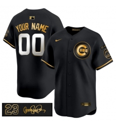 Men’s Chicago Cubs Active Player Custom Black Gold 'Ryne Sandberg Tribute' Vapor Limited V3 Stitched Baseball Jersey