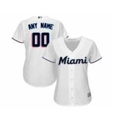 Women's Miami Marlins Customized Replica White Home Cool Base Baseball Jersey