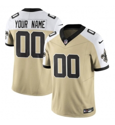 Men's New Orleans Saints Active Player Custom Gold White Alternate 2025 F.U.S.E. Vapor Limited Football Stitched Jersey