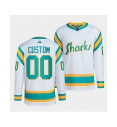 Men's San Jose Sharks Custom White 2022 Reverse Retro Stitched Jersey