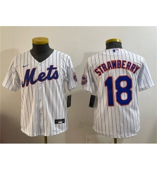 Youth Chicago Cubs #18 Darryl Strawberry White Cool Base Stitched Baseball Jersey