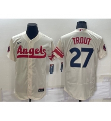 Men's Los Angeles Angels #27 Mike Trout Cream 2022 City Connect Flex Base Stitched Jersey