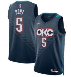 Men's Oklahoma City Thunder #5 Luguentz Dort Navy 2025-26 City Edition Swingman Stitched Basketball Jersey