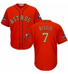 Men's Majestic Houston Astros #7 Craig Biggio Replica Orange Alternate 2018 Gold Program Cool Base MLB Jersey