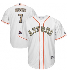Youth Majestic Houston Astros #7 Craig Biggio Authentic White 2018 Gold Program Cool Base MLB Jersey