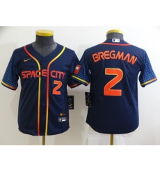 Youth Houston Astros #2 Alex Bregman Nike Navy 2022 City Connect Player Jersey