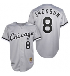 Men's Mitchell and Ness 1993 Chicago White Sox #8 Bo Jackson Replica Grey Throwback MLB Jersey