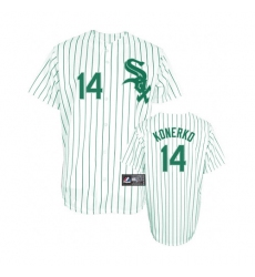 Men's Majestic Chicago White Sox #14 Paul Konerko Replica White/Green Strip MLB Jersey