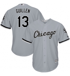 Men's Majestic Chicago White Sox #13 Ozzie Guillen Replica Grey Road Cool Base MLB Jersey