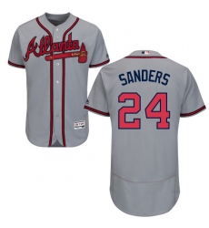 Men's Majestic Atlanta Braves #24 Deion Sanders Grey Road Flex Base Authentic Collection MLB Jersey