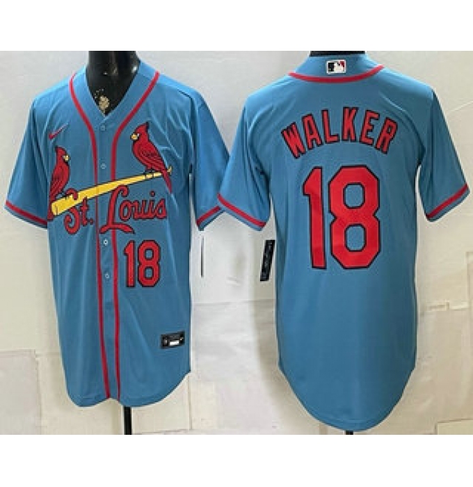 Men's St Louis Cardinals #18 Jordan Walker Blue Stitched Jersey