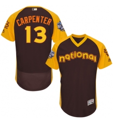 Men's Majestic St. Louis Cardinals #13 Matt Carpenter Brown 2016 All-Star National League BP Authentic Collection Flex Base MLB Jersey