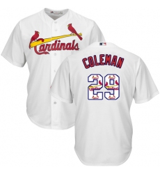 Men's Majestic St. Louis Cardinals #29 Vince Coleman Authentic White Team Logo Fashion Cool Base MLB Jersey