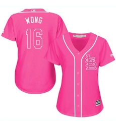 Women's Majestic St. Louis Cardinals #16 Kolten Wong Authentic Pink Fashion Cool Base MLB Jersey