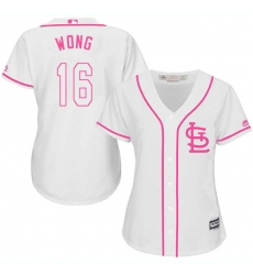 Women's Majestic St. Louis Cardinals #16 Kolten Wong Replica White Fashion Cool Base MLB Jersey
