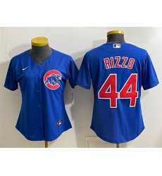 Women's Chicago Cubs #44 Anthony Rizzo Royal Stitched Baseball Jersey(Run Small)