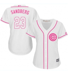 Women's Majestic Chicago Cubs #23 Ryne Sandberg Replica White Fashion MLB Jersey