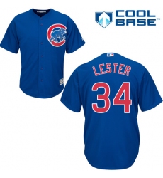 Youth Majestic Chicago Cubs #34 Jon Lester Authentic Royal Blue Alternate Cool Base MLB Jersey